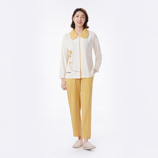 都市丽人睡衣会员精选长袖家居服26支CVC单面薄女士棉质套装LHT1L7 商品图1