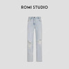 ROMI STUDIO“率性街头”高克重牛仔棉洗水破洞直筒牛仔裤 421N6071 商品缩略图5