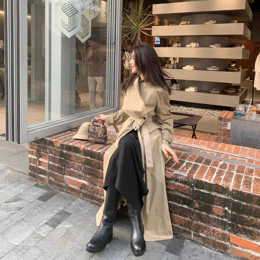 ROMI STUDIO“秋冬美拉德”100%棉宽松大翻领腰带风衣外套23AWW159 商品图1