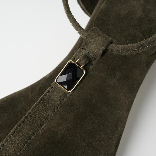 ROMI STUDIO“罗马印象”羊猄拼羊皮绒感夹趾细带休闲凉鞋24SSS246 商品图4