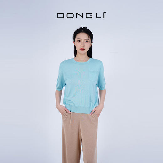 东黎 • 丝绒女士春夏圆领时尚舒适透气半袖 4636 商品图4