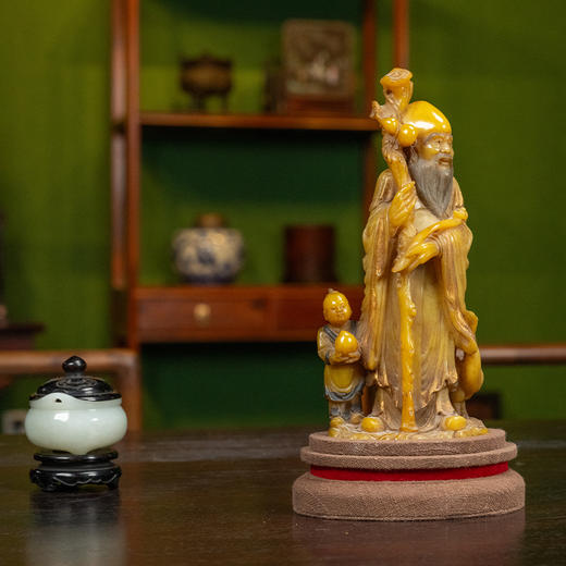 清 寿山石雕童子献寿摆件 商品图4