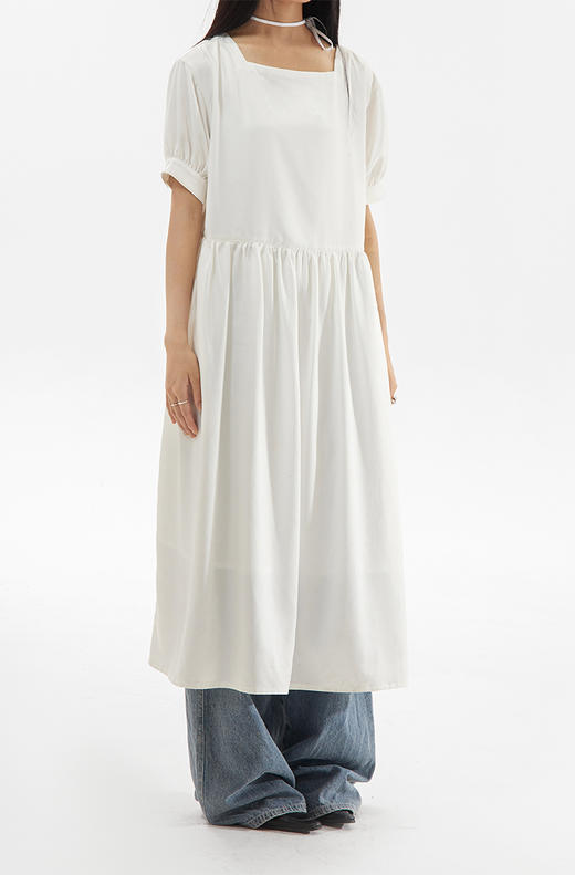 CryingCenter 方领白色简约休闲连衣长裙 哭喊中心 商品图0
