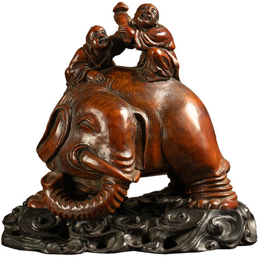 清 竹雕吉祥如意摆件（红木座） 商品图5