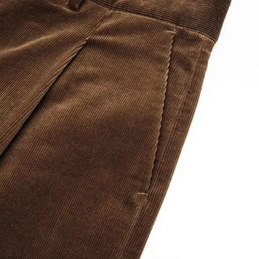 ROMI STUDIO“quiet luxury” 高腰直筒压褶陶土棕灯芯绒裤23AWK919 商品图3