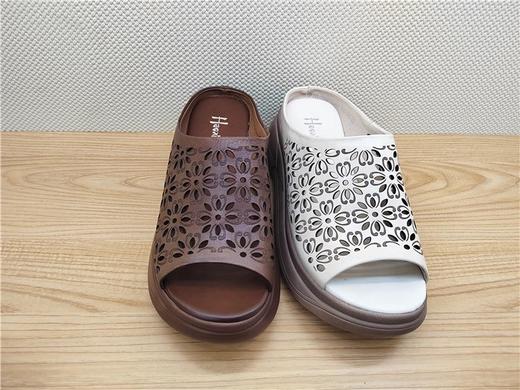 豪行夏季新款22292268真皮休闲中跟女鞋凉鞋拖鞋凉拖 商品图1