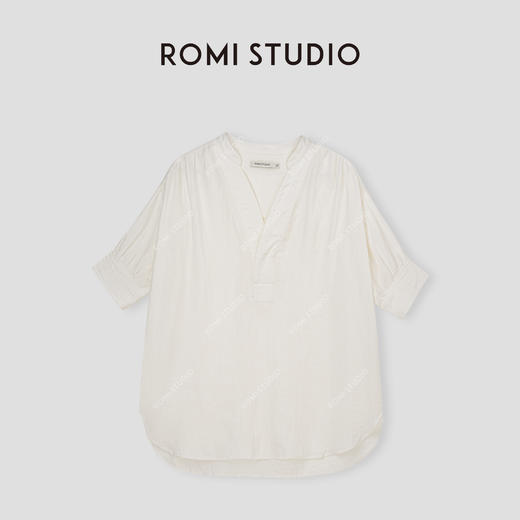 ROMI STUDIO“棕标甄选”100%亚麻洗水肤感分离式门襟衬衣24SST060 商品图0
