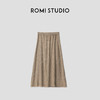 ROMI STUDIO“法式优雅”棉麻混纺褶皱肌理感松紧腰A字半裙24SSQ887 商品缩略图0