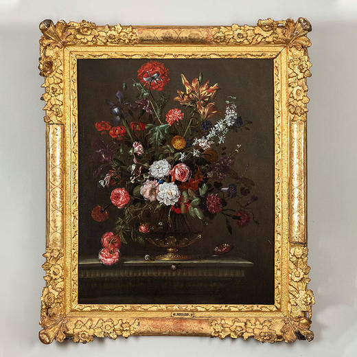 独角鹿西洋古董1657年代法国画家Jacques Samuel Bernard签名创作「繁花」主题静物油画 商品图0