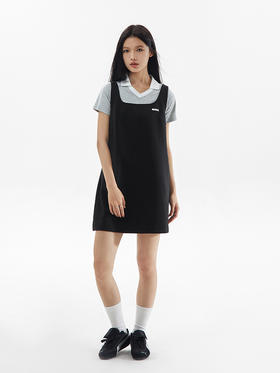 CryingCenter 黑色方领简约针织背心A字连衣裙短裙 哭喊中心