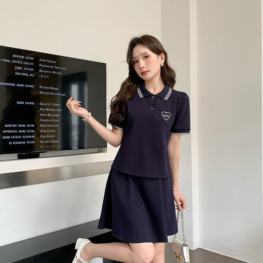 【内部价】[奢姿轻奢系列]大码女装夏季字母镶钻两件套胖妹妹时尚套装8942910067 商品图4