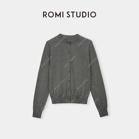 ROMI STUDIO“法式衣橱"16针单边冚毛织混纺透气圆领开衫 24SSM403