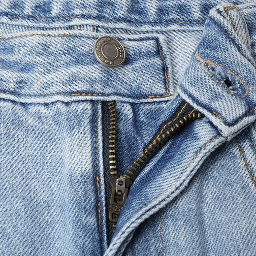 ROMI STUDIO“随性优雅”100%斜纹棉高腰直筒洗水蓝牛仔裤 23AWK255 商品图1