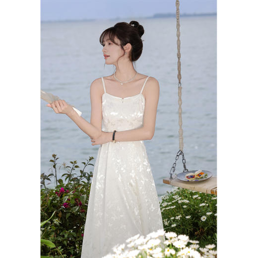 鹿向南 小个子「银蝶花影」新中式印花吊带连衣裙两件套新款气质裙子 商品图4