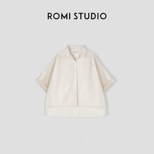 ROMI STUDIO“舒然夏韵”100%匹马棉纸皱感龟背五分袖衬衣 24SST875 商品图0