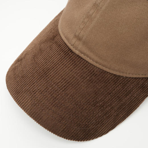 ROMI STUDIO“复古经典"100%棉水洗磨毛灯芯绒拼皮棒球帽 23AWS129 商品图1