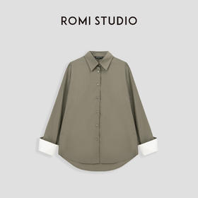 ROMI STUDIO“quiet luxury”100%高密125G冰肤棉拼色衬衣23AWT1130