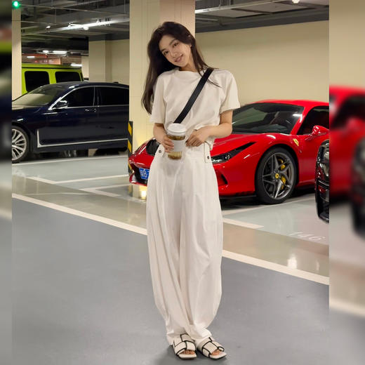 ROMI STUDIO“经典升级”125g长绒棉简约宽松压褶高腰阔腿裤 K3297 商品图1