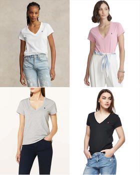 单品包邮现货 THS 7.19-无 元-尾 polo RL家 小白菜请入 马球 polo小马标v领T恤 4色 BH2537