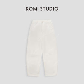 ROMI STUDIO“云感至上”100%棉斜纹肌理哑光白弯刀牛仔裤 24SSK305