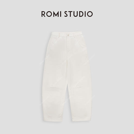 ROMI STUDIO“云感至上”100%棉斜纹肌理哑光白弯刀牛仔裤 24SSK305 商品图0