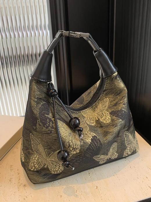 【新中式鎏金蝴蝶手提包】南风手提锁扣国风饺子包 复古单肩斜挎包 七夕情人节礼物 商品图0