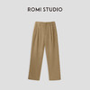 ROMI STUDIO“棕标系列”棉麻高腰直筒垂坠感亲肤卡其长裤23AWK025 商品缩略图0