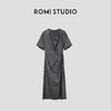 ROMI STUDIO“轻盈姿态”肤感棉不规则荡领腰带短袖连衣裙24SSQ783 商品缩略图4
