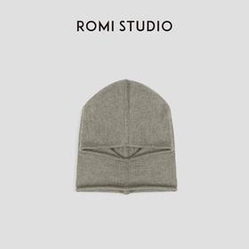 ROMI STUDIO“简约百搭”羊绒桑蚕丝连帽围脖迷雾绿拉法帽 23AWM332