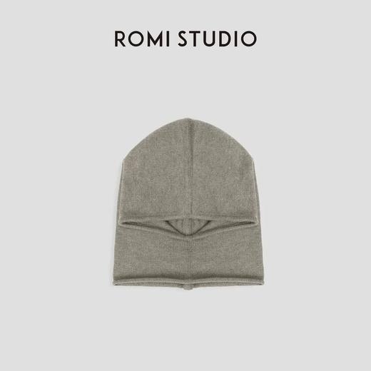ROMI STUDIO“简约百搭”羊绒桑蚕丝连帽围脖迷雾绿拉法帽 23AWM332 商品图0