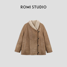 ROMI STUDIO“Vintage” 德国美利奴绵羊皮毛一体大衣外套23AWW1080