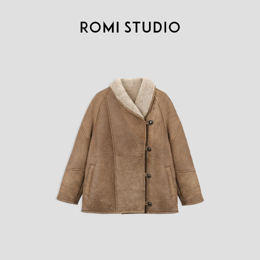 ROMI STUDIO“Vintage” 德国美利奴绵羊皮毛一体大衣外套23AWW1080 商品图0