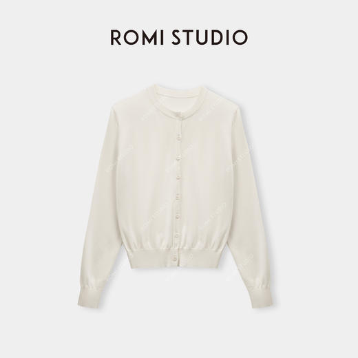 ROMI STUDIO“法式衣橱"16针单边冚毛织混纺透气圆领开衫 24SSM403 商品图3