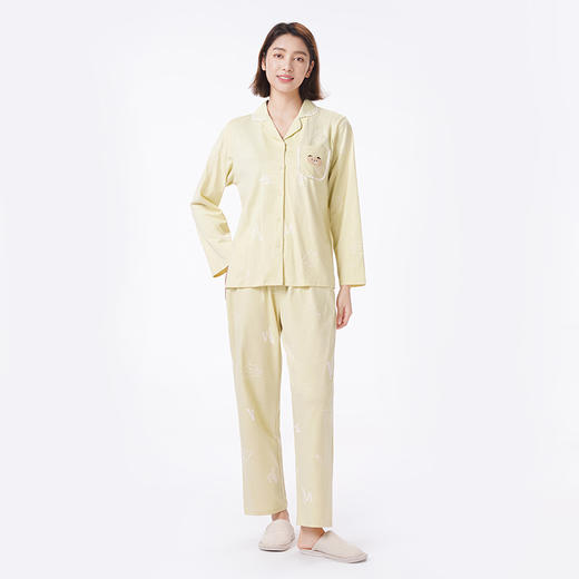 都市丽人睡衣好睡好眠长袖家居服单面无尘棉薄女士棉质套装LHT1T7 商品图1