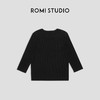 ROMI STUDIO“基础灵魂”莱赛尔天丝透气坑条圆领黑色中袖T恤M3729 商品缩略图0