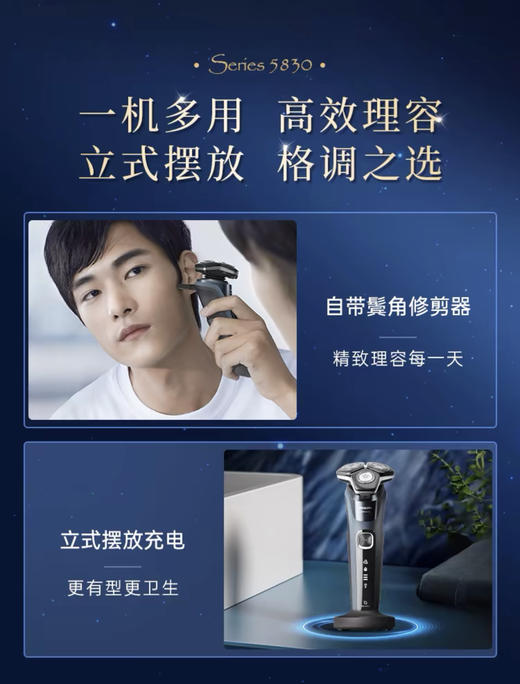 飞利浦男士电动剃须刀S5830 蜂巢5系刮胡刀胡须刀快充礼盒 商品图4