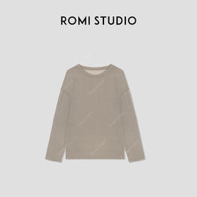 ROMI STUDIO“简约生活”桑蚕丝醋酸亚麻混纺针织长袖T恤24SST1003