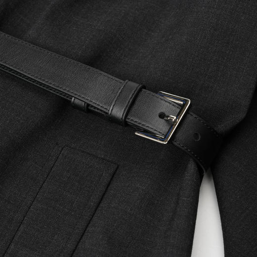 ROMI STUDIO“棕标系列”进口羊毛亚麻混纺廓形腰带风衣23AWW145 商品图2