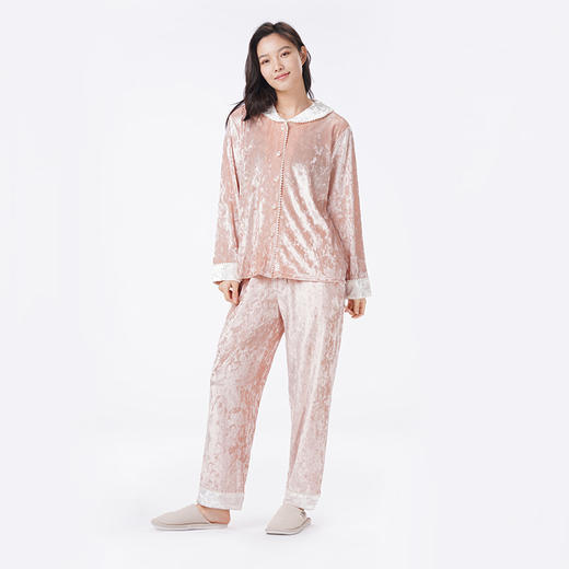 都市丽人睡衣生活家居长袖家居服钻石绒厚女士丝绒套装LHT1Q1 商品图1