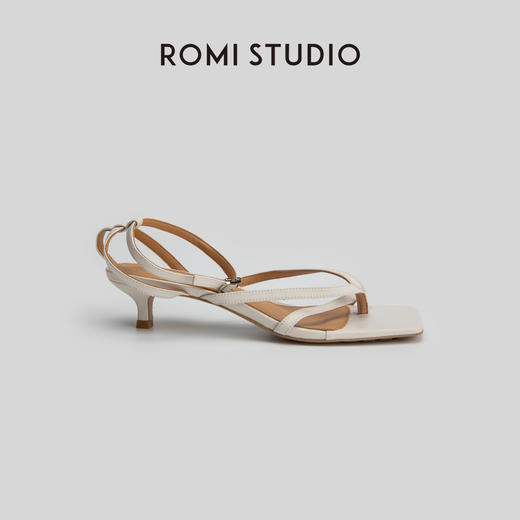 ROMI STUDIO“法式复古”小众方头一字带夹趾露趾细跟凉鞋S8007 商品图2
