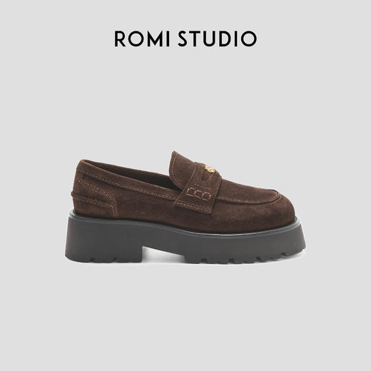 ROMI STUDIO”美拉德“牛反绒复古做旧金币厚底乐福皮鞋23AWS071 商品图0