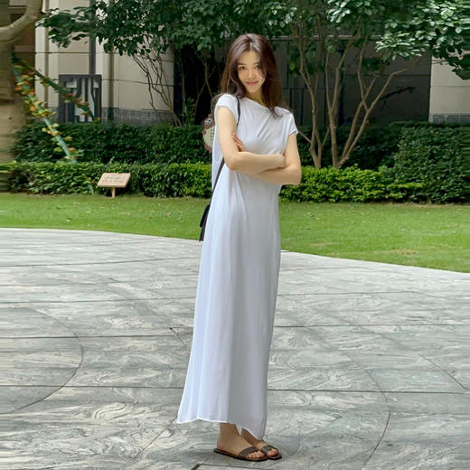 ROMI STUDIO“慵懒随性”110g定制棉阔型长款连衣裙带吊带裙D3777 商品图0