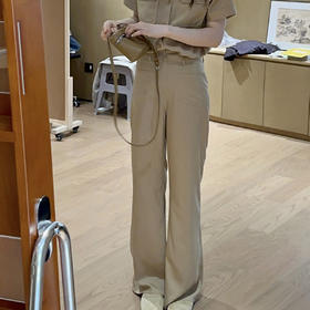 ROMI STUDIO“法式衣橱”醋酸天丝混纺高腰口袋提臀显瘦直筒裤K3434