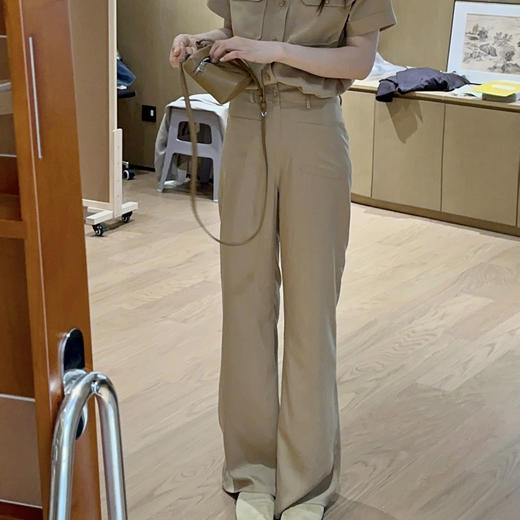 ROMI STUDIO“法式衣橱”醋酸天丝混纺高腰口袋提臀显瘦直筒裤K3434 商品图0