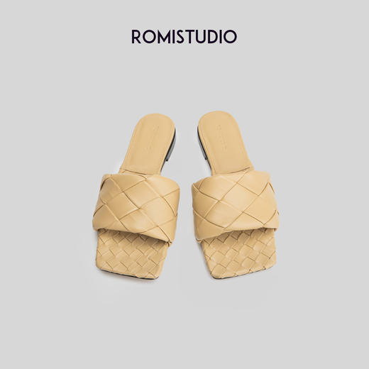ROMI STUDIO【高品质】百搭休闲一字式编织格纹平底拖鞋凉鞋 S3364 商品图1