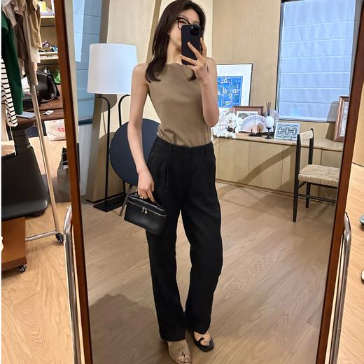 ROMI STUDIO【棕标系列】100%亚麻 慵懒垂感空气薄款黑色长裤 K3544 商品图2