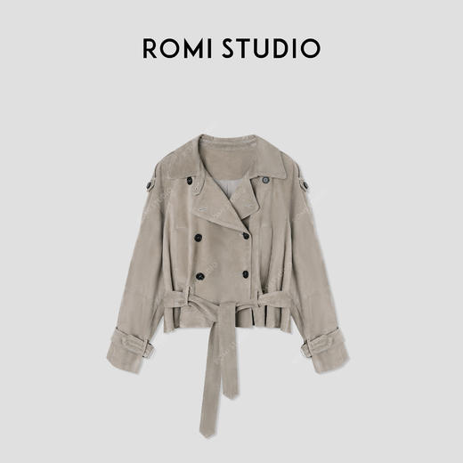 ROMI STUDIO“棕标甄选”意大利混种反绒羊皮腰带皮衣外套 24AWW004 商品图0