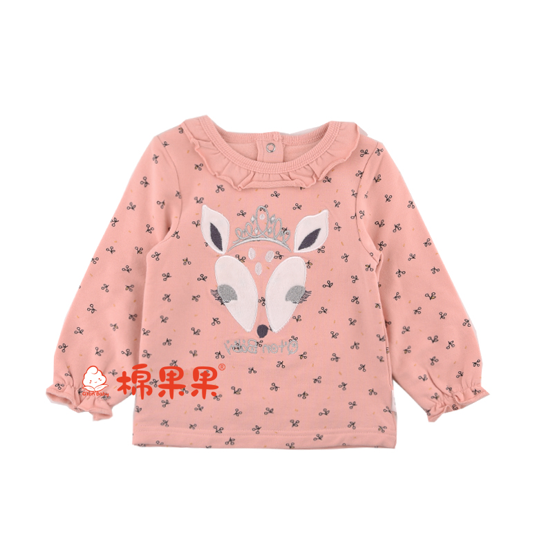 棉果果秋冬季女童小毛圈抓绒甜美套头T恤M422140219706