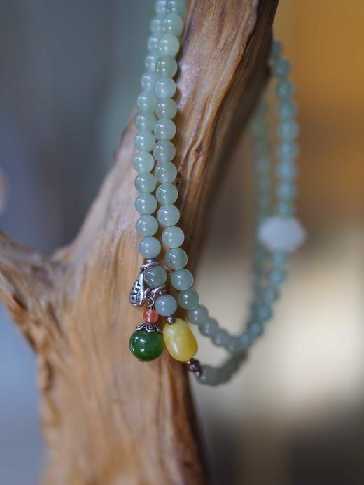 难以复制的国风美学——晴水和田玉珠串！玉质地油润细腻，莹润冰透的果冻质感~整体色调清新淡雅，佩戴复古雅致！细腻温润，清幽洁净， 衬托东方女子的从容与风雅 商品图11