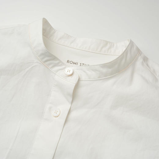 ROMI STUDIO “中式美学” 100%长绒棉磨毛A字宽松立领衬衣24SST138 商品图1